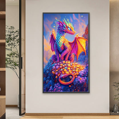 Dragon On Gold Coin - Full Square Drill Diamond Painting 40*70CM