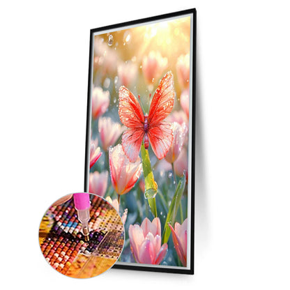 Pink Butterfly - Full Square Drill Diamond Painting 40*70CM