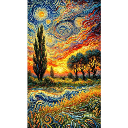 Van Gogh Wheat Field - Full AB Round Drill Diamond Painting 40*70CM