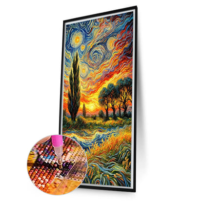 Van Gogh Wheat Field - Full AB Round Drill Diamond Painting 40*70CM
