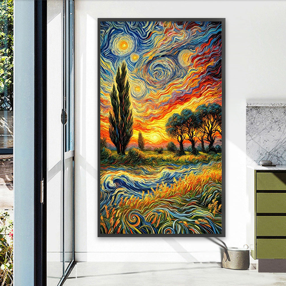 Van Gogh Wheat Field - Full AB Round Drill Diamond Painting 40*70CM