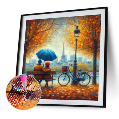 Romantic Couple And Autumn Leaves - Full Round Drill Diamond Painting 40*40CM