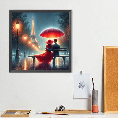 Romantic Couple And Eiffel Tower - Full Round Drill Diamond Painting 40*40CM