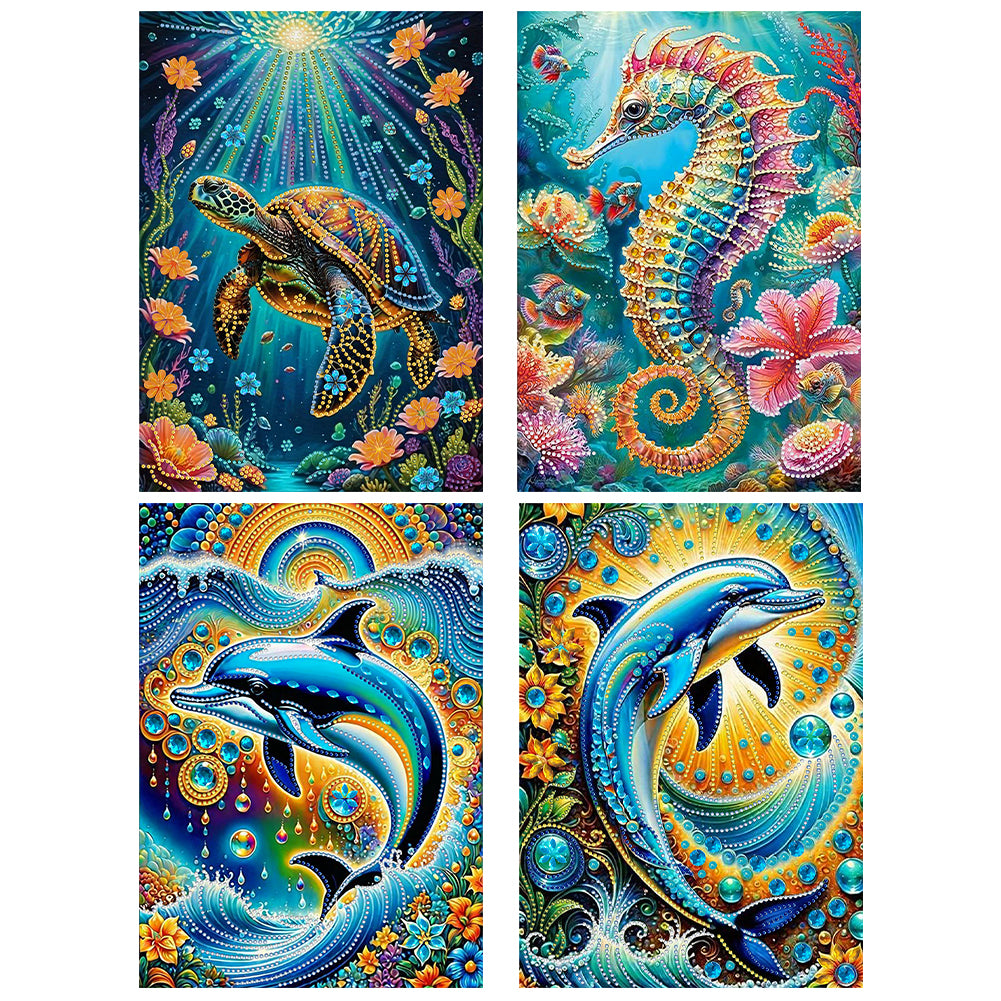 Marine Animals - Special Shaped Drill Diamond Painting 30*40CM
