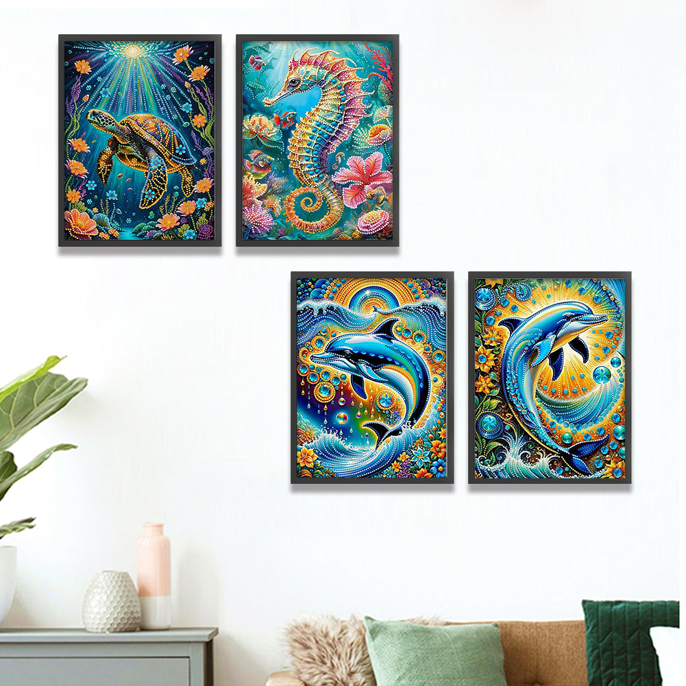Marine Animals - Special Shaped Drill Diamond Painting 30*40CM