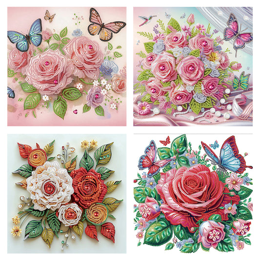 Flowers And Butterflies - Special Shaped Drill Diamond Painting 30*30CM