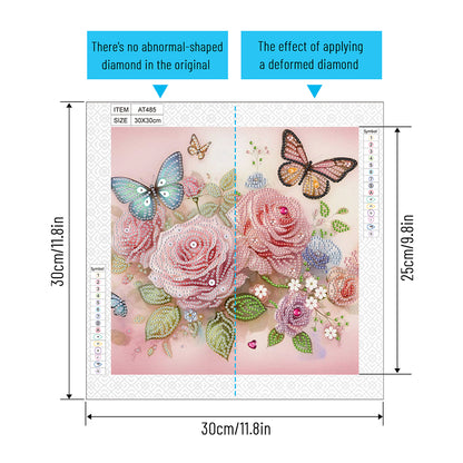 Flowers And Butterflies - Special Shaped Drill Diamond Painting 30*30CM