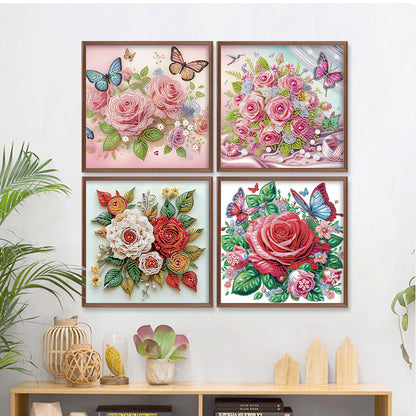 Flowers And Butterflies - Special Shaped Drill Diamond Painting 30*30CM