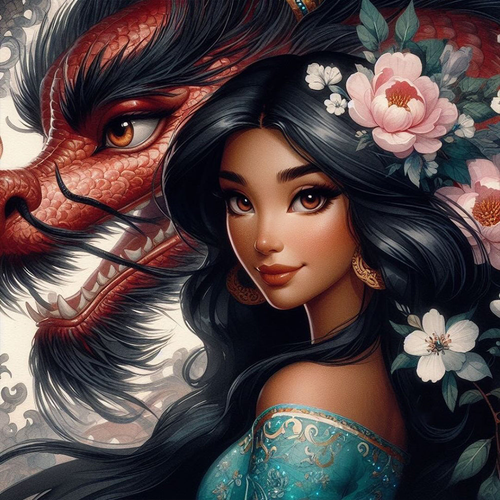 Disney Princess And Dragon - Full Round Drill Diamond Painting 40*40CM