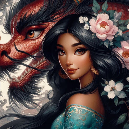Disney Princess And Dragon - Full Round Drill Diamond Painting 40*40CM