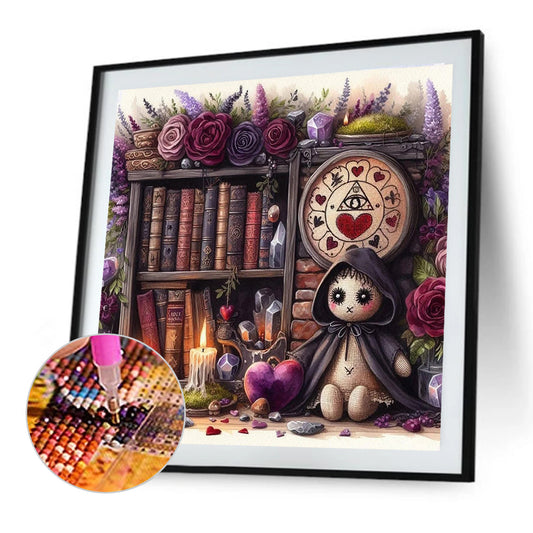 Flower Doll On Bookshelf - Full Round Drill Diamond Painting 40*40CM