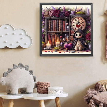 Flower Doll On Bookshelf - Full Round Drill Diamond Painting 40*40CM