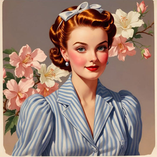 Vintage Girl - Full Round Drill Diamond Painting 40*40CM