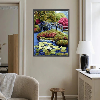 Scenery Of Small Bridge - Full Round Drill Diamond Painting 40*50CM