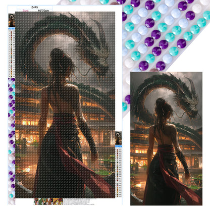 Dragon And Girl - Full Round Drill Diamond Painting 40*70CM
