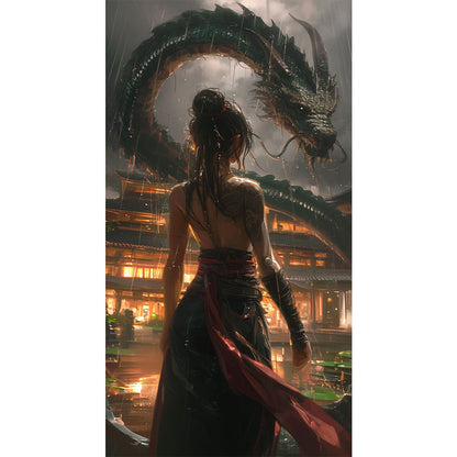 Dragon And Girl - Full Round Drill Diamond Painting 40*70CM