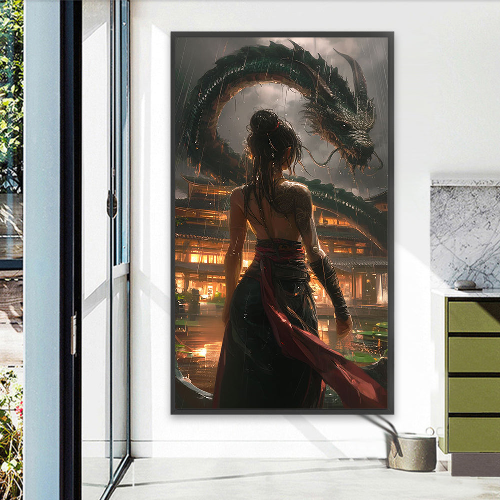 Dragon And Girl - Full Round Drill Diamond Painting 40*70CM