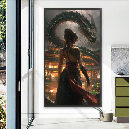 Dragon And Girl - Full Round Drill Diamond Painting 40*70CM