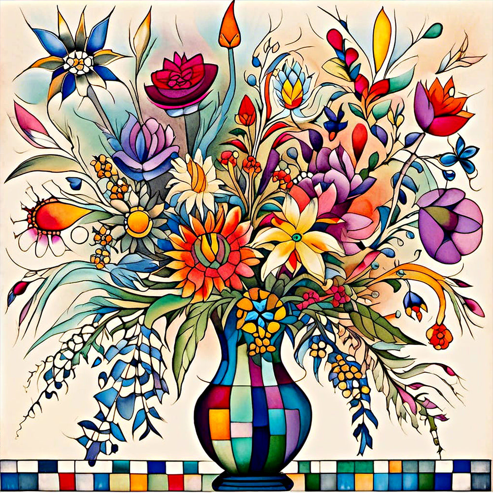 Abstract Flowers - Full Round Drill Diamond Painting 30*30CM