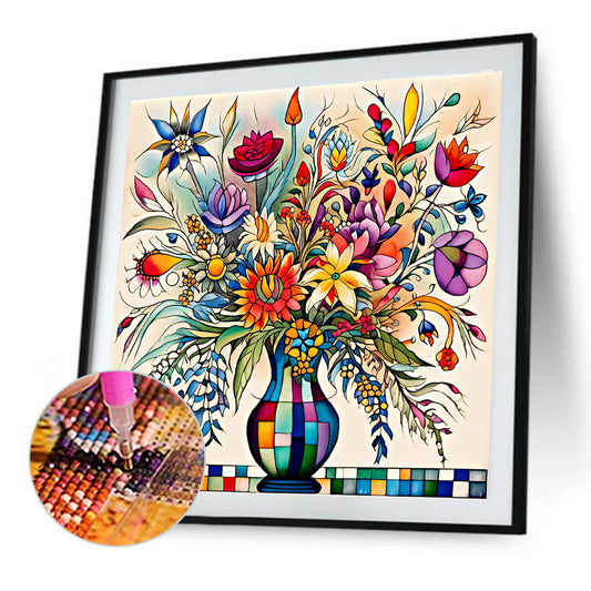 Abstract Flowers - Full Round Drill Diamond Painting 30*30CM