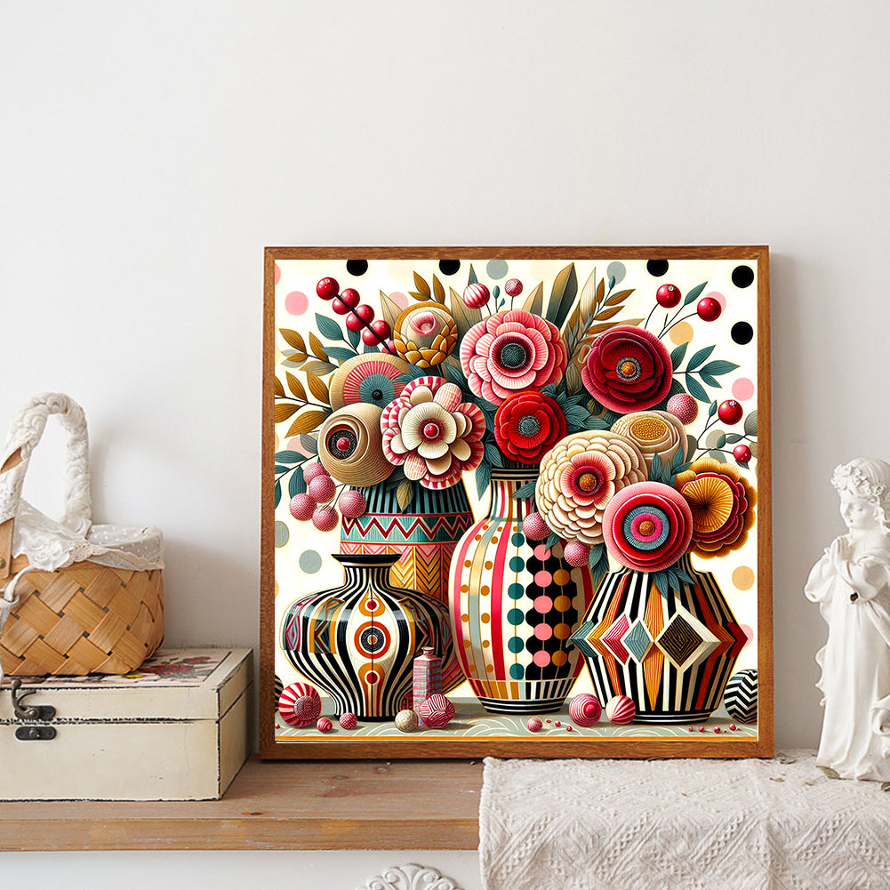 Abstract Flowers - Full Round Drill Diamond Painting 30*30CM