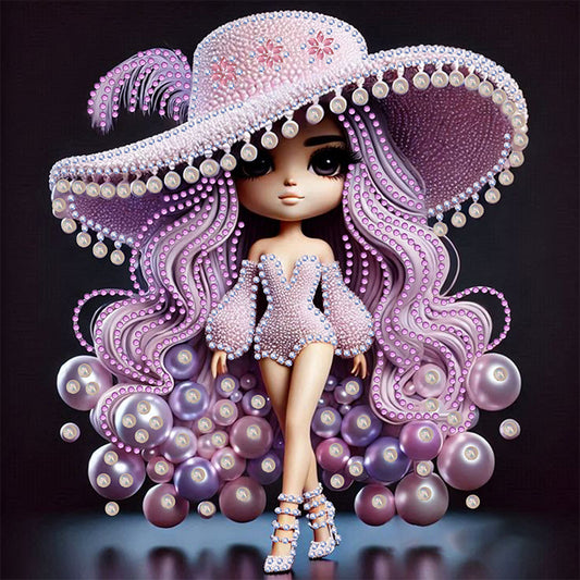 Girl With Big Eyes And Top Hat - Special Shaped Drill Diamond Painting 30*30CM