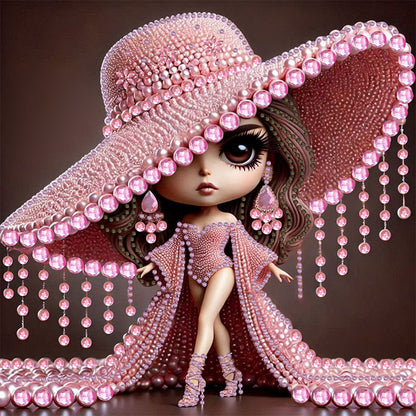 Girl With Big Eyes And Top Hat - Special Shaped Drill Diamond Painting 30*30CM