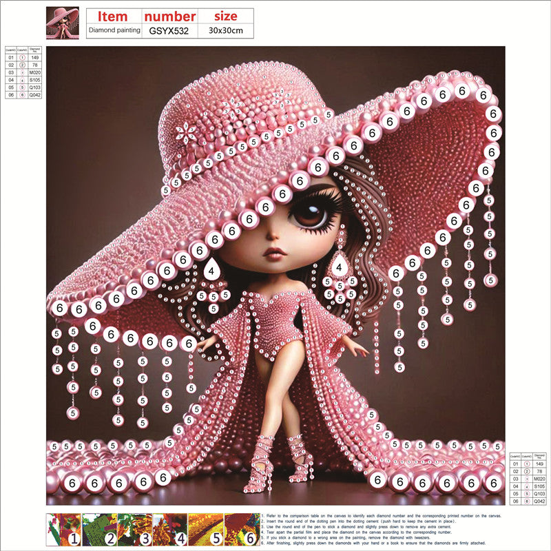 Girl With Big Eyes And Top Hat - Special Shaped Drill Diamond Painting 30*30CM