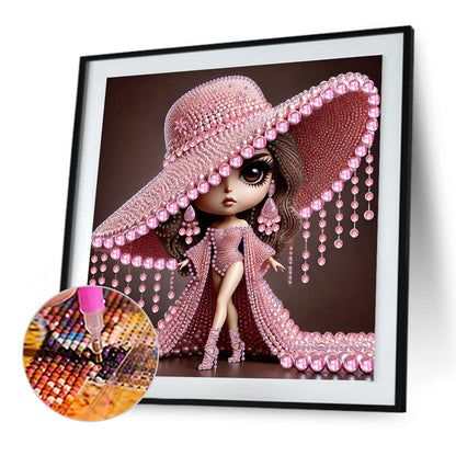 Girl With Big Eyes And Top Hat - Special Shaped Drill Diamond Painting 30*30CM