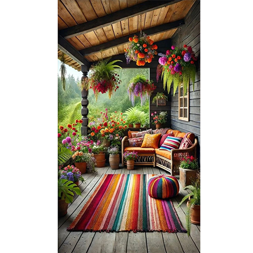Balcony Scenery - Full Round Drill Diamond Painting 40*70CM