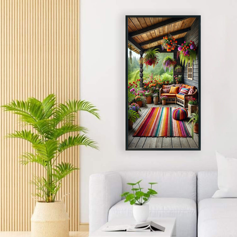 Balcony Scenery - Full Round Drill Diamond Painting 40*70CM