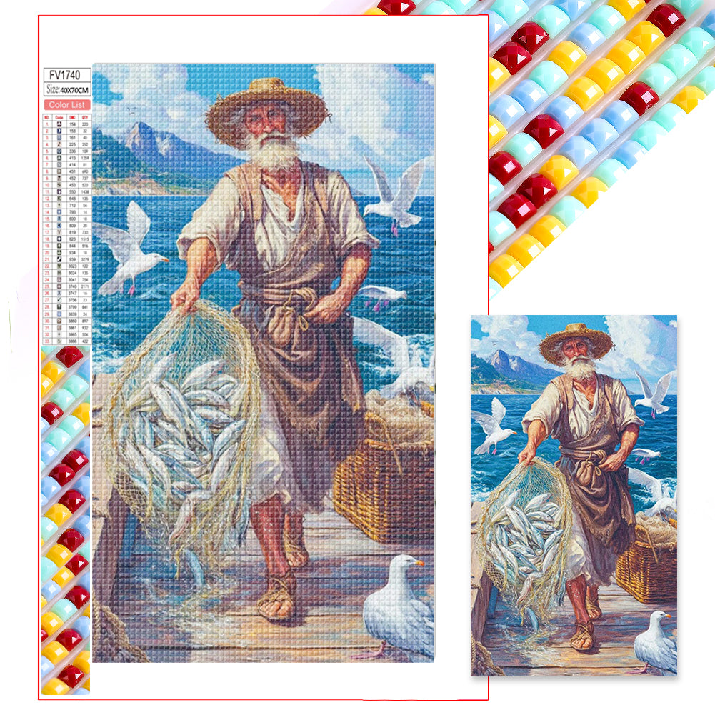 Old Man And The Sea - Full Square Drill Diamond Painting 40*70CM