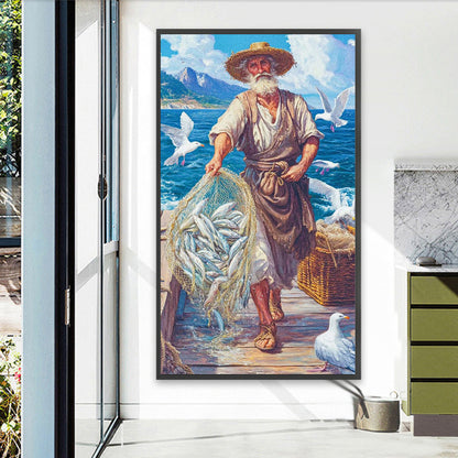 Old Man And The Sea - Full Square Drill Diamond Painting 40*70CM