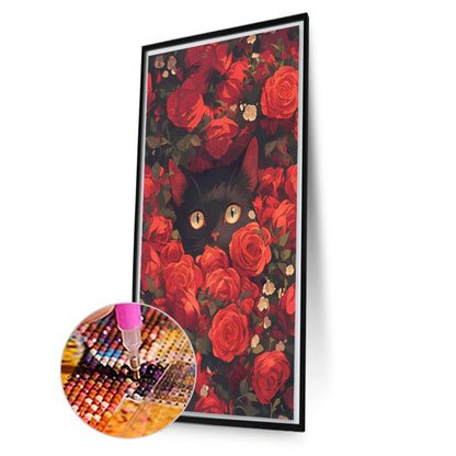 Rose Black Cat - Full Square Drill Diamond Painting 40*70CM