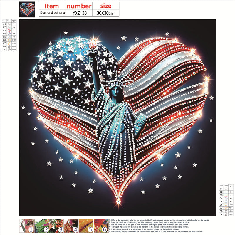 American Flag Independence Day - Special Shaped Drill Diamond Painting 30*30CM