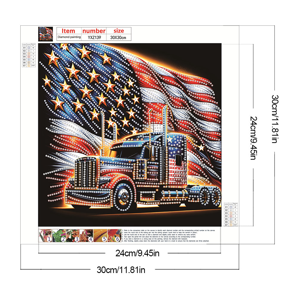 American Flag Independence Day - Special Shaped Drill Diamond Painting 30*30CM
