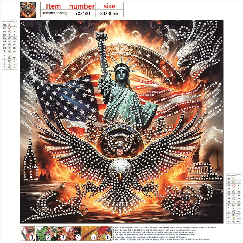 American Flag Independence Day - Special Shaped Drill Diamond Painting 30*30CM