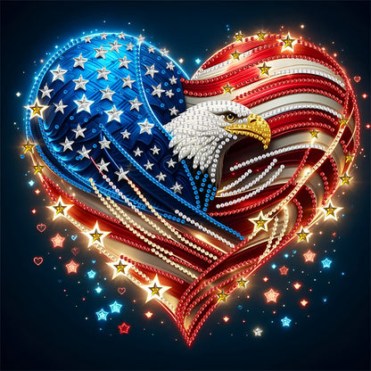 American Flag Independence Day - Special Shaped Drill Diamond Painting 30*30CM
