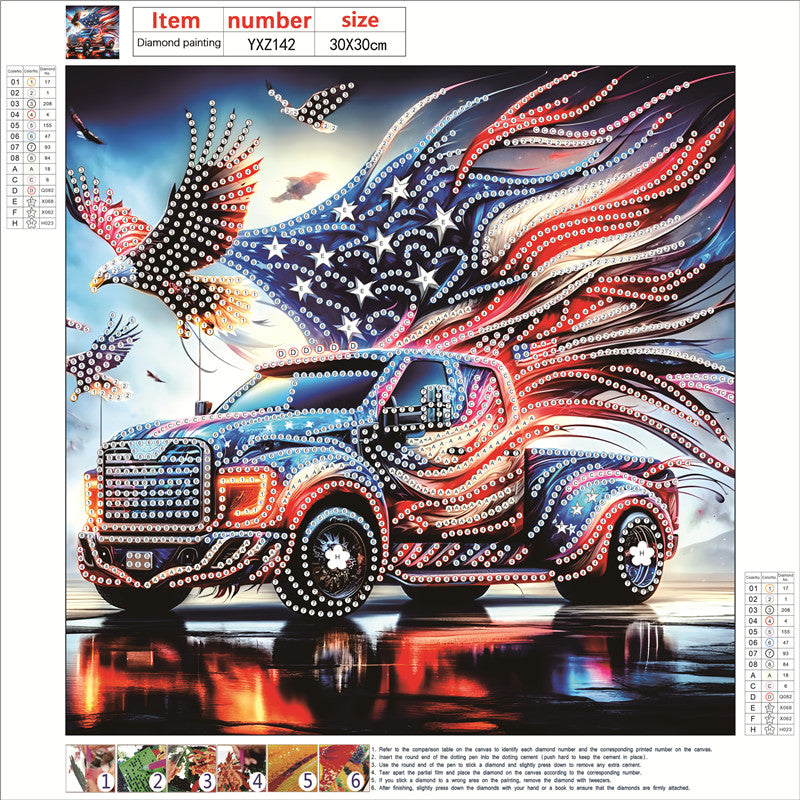 American Flag Independence Day - Special Shaped Drill Diamond Painting 30*30CM