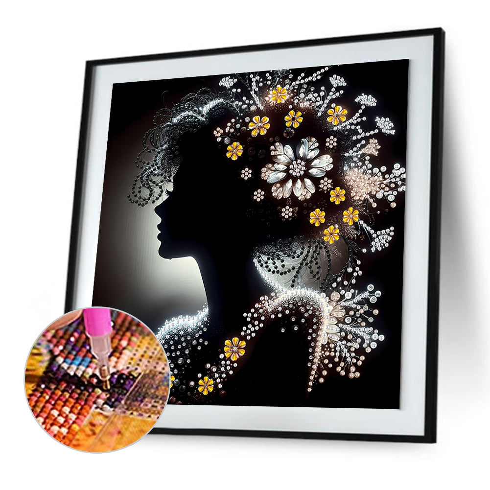 Elegant Silhouette Woman - Special Shaped Drill Diamond Painting 30*30CM