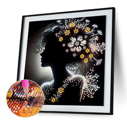 Elegant Silhouette Woman - Special Shaped Drill Diamond Painting 30*30CM
