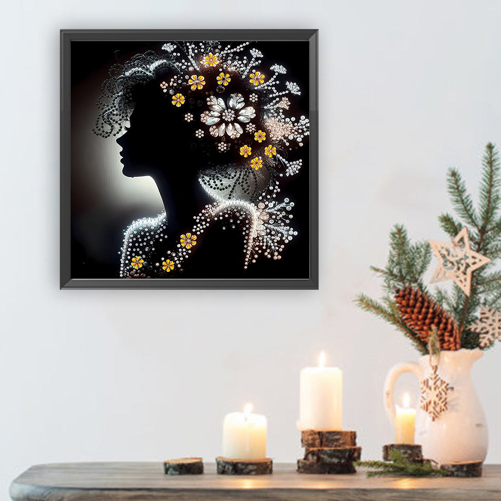 Elegant Silhouette Woman - Special Shaped Drill Diamond Painting 30*30CM