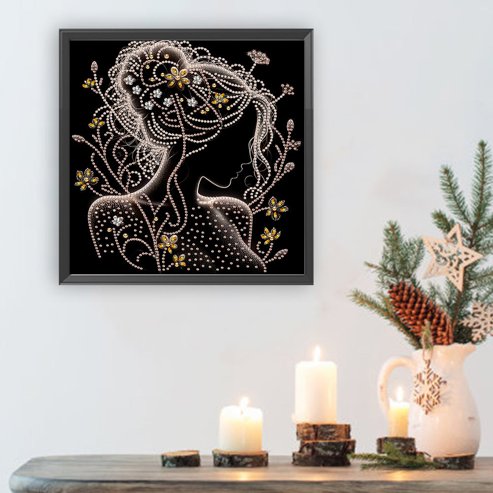 Elegant Silhouette Woman - Special Shaped Drill Diamond Painting 30*30CM