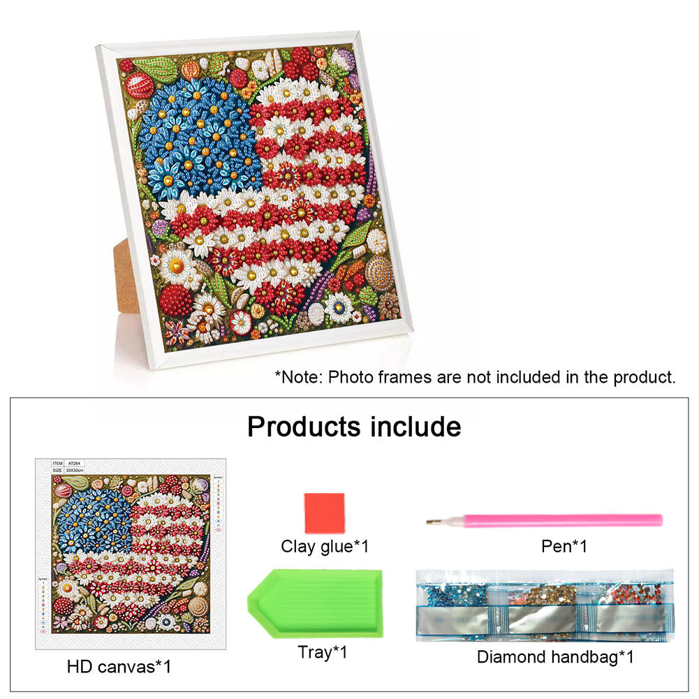 American Flag Independence Day - Special Shaped Drill Diamond Painting 30*30CM
