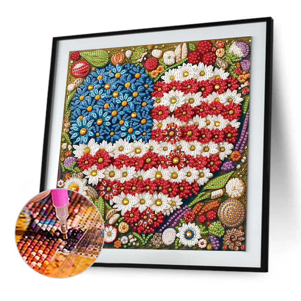 American Flag Independence Day - Special Shaped Drill Diamond Painting 30*30CM