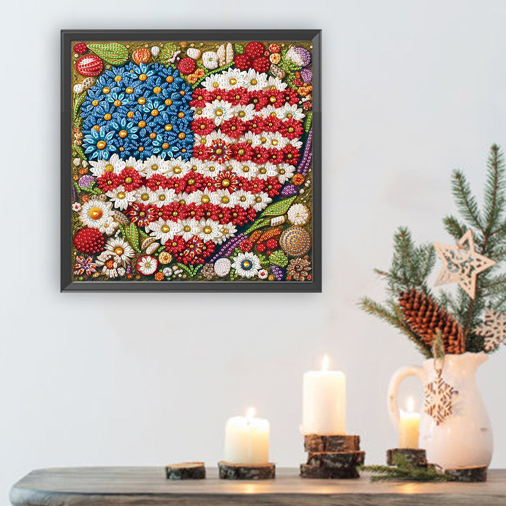 American Flag Independence Day - Special Shaped Drill Diamond Painting 30*30CM