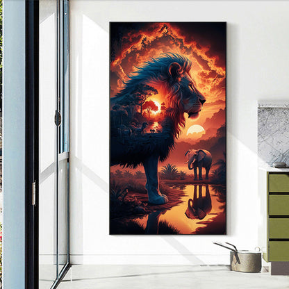 Lion Elephant - Full Round Drill Diamond Painting 40*70CM