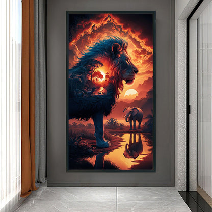 Lion Elephant - Full Round Drill Diamond Painting 40*70CM