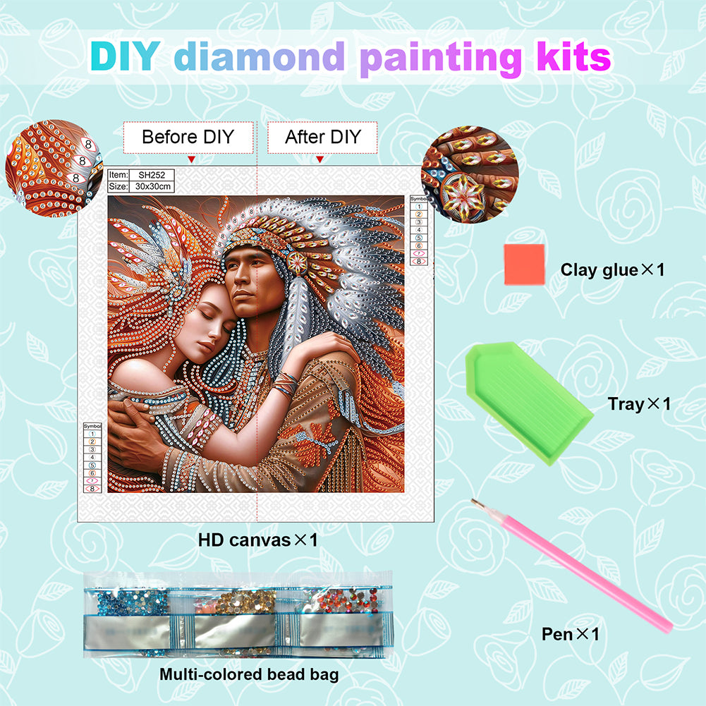 Indians - Special Shaped Drill Diamond Painting 30*30CM