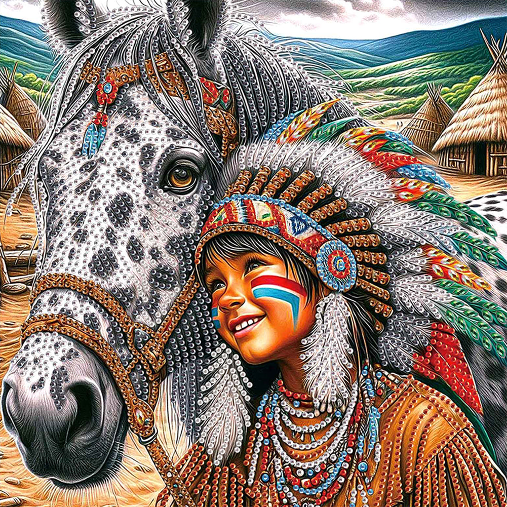 Indians - Special Shaped Drill Diamond Painting 30*30CM